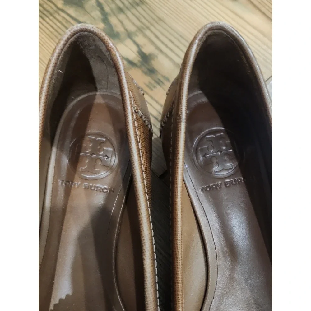 Tory Burch Preppy Brown Gold Leather‎ Penny Loafer Academia Scandi Poetcore 7.5